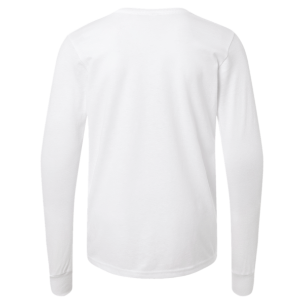 Bella + Canvas Youth Heather CVC Long Sleeve Tee, Solid White Blend, Back view
