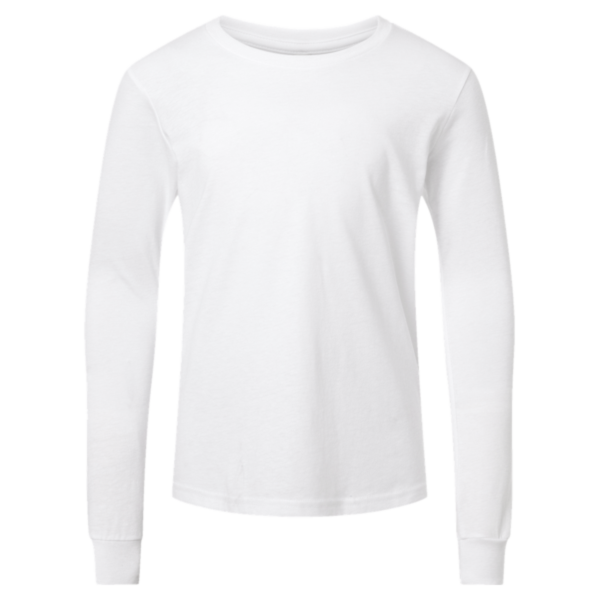Bella + Canvas Youth Heather CVC Long Sleeve Tee, Solid White Blend, Front view