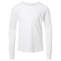 Bella + Canvas Youth Heather CVC Long Sleeve Tee, Solid White Blend, Front view