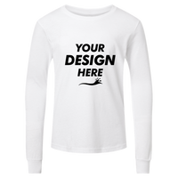 Bella + Canvas Youth Heather CVC Long Sleeve Tee, Solid White Blend, Front view, Mockup