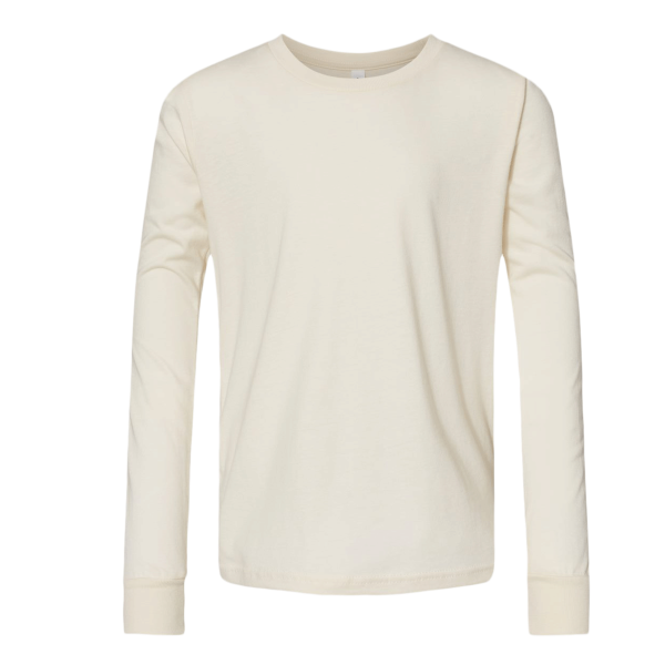Bella + Canvas Youth Jersey Long Sleeve Tee, Natural, Front view