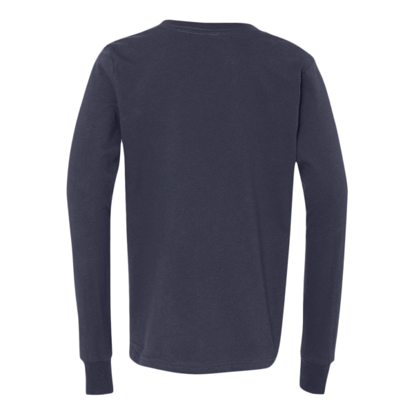 Bella + Canvas Youth Jersey Long Sleeve Tee, Navy, Back view