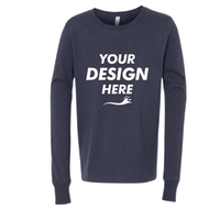 Bella + Canvas Youth Jersey Long Sleeve Tee, Navy, Front view, Mockup