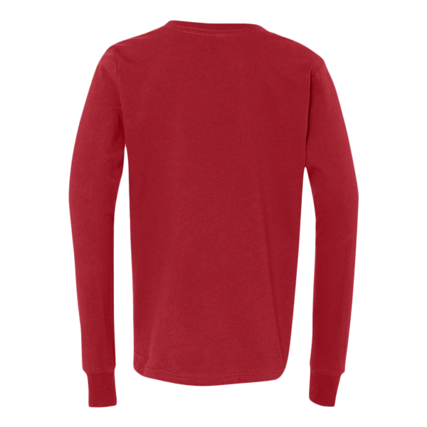 Bella + Canvas Youth Jersey Long Sleeve Tee, Red, Back view
