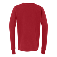 Bella + Canvas Youth Jersey Long Sleeve Tee, Red, Back view