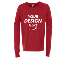Bella + Canvas Youth Jersey Long Sleeve Tee, Red, Front view, Mockup