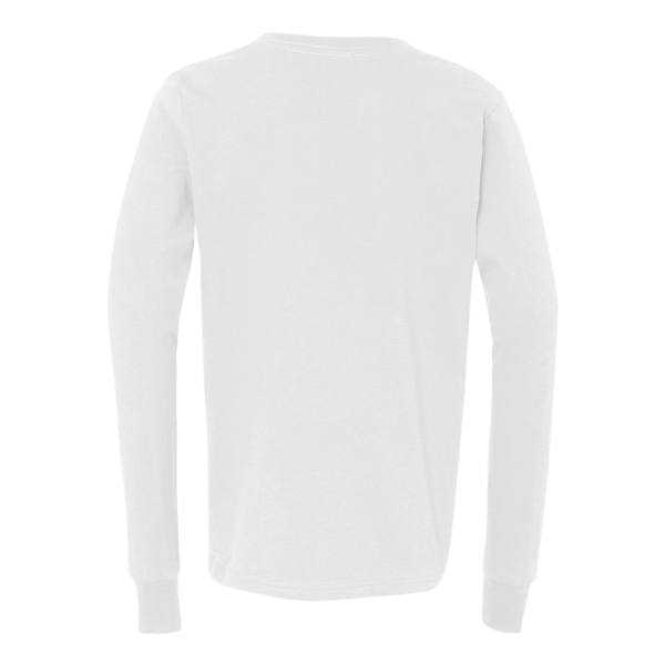 Bella + Canvas Youth Jersey Long Sleeve Tee, White, Back view