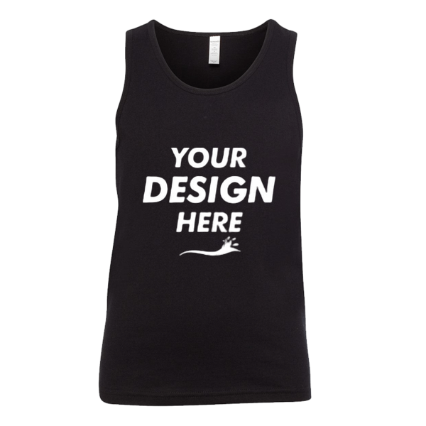 Bella + Canvas Youth Jersey Tank, Black, Front view, Mockup