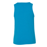 Bella + Canvas Youth Jersey Tank, Neon Blue, Back view