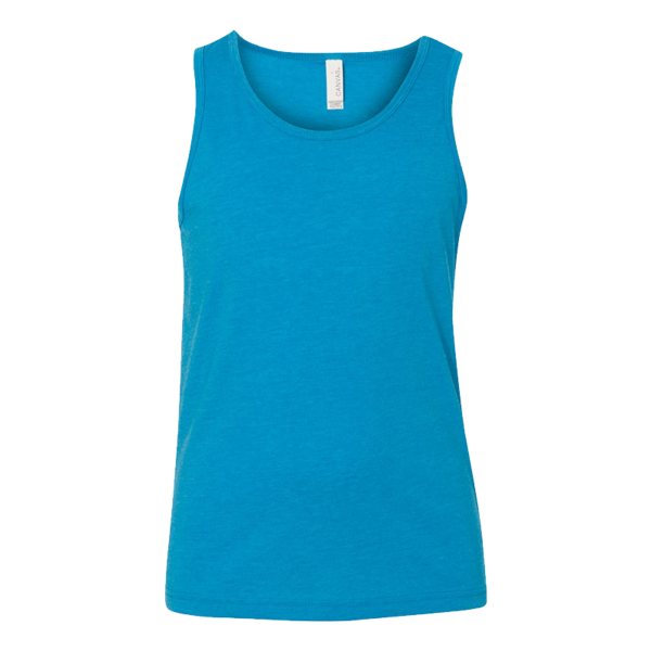 Bella + Canvas Youth Jersey Tank, Neon Blue, Front view