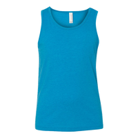 Bella + Canvas Youth Jersey Tank, Neon Blue, Front view