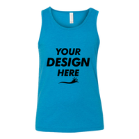 Bella + Canvas Youth Jersey Tank, Neon Blue, Front view, Mockup