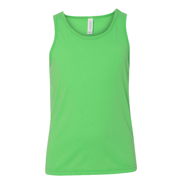 Bella + Canvas Youth Jersey Tank, Neon Green, Front view