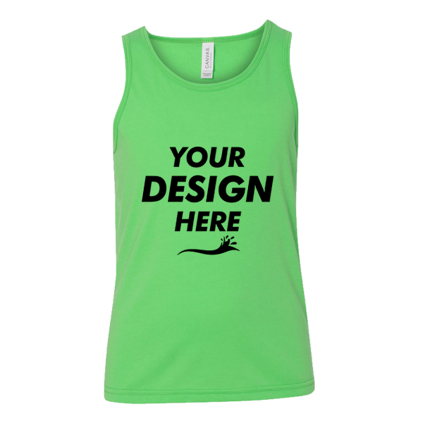 Bella + Canvas Youth Jersey Tank, Neon Green, Front view, Mockup