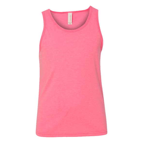 Bella + Canvas Youth Jersey Tank, Neon Pink, Front view