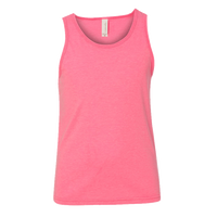 Bella + Canvas Youth Jersey Tank, Neon Pink, Front view