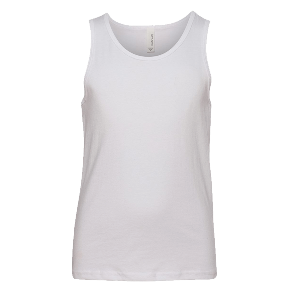 Bella + Canvas Youth Jersey Tank, White, Front view