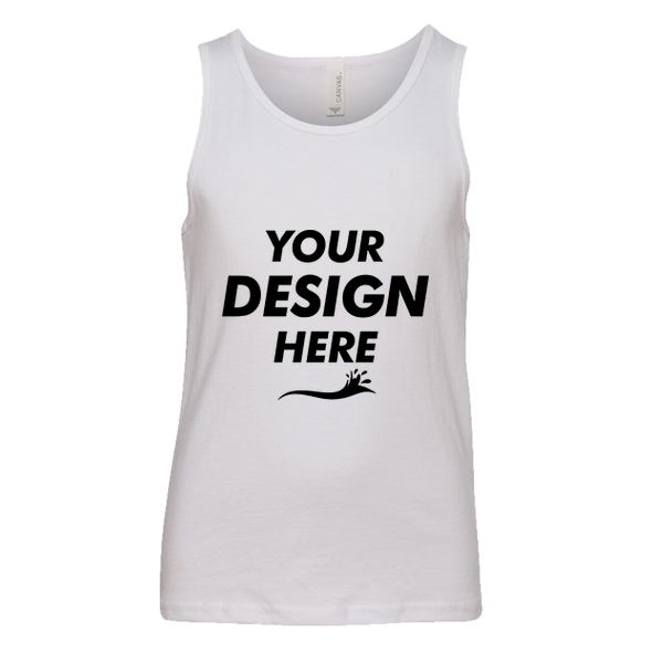 Bella + Canvas Youth Jersey Tank, White, Front view, Mockup