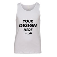 Bella + Canvas Youth Jersey Tank, White, Front view, Mockup
