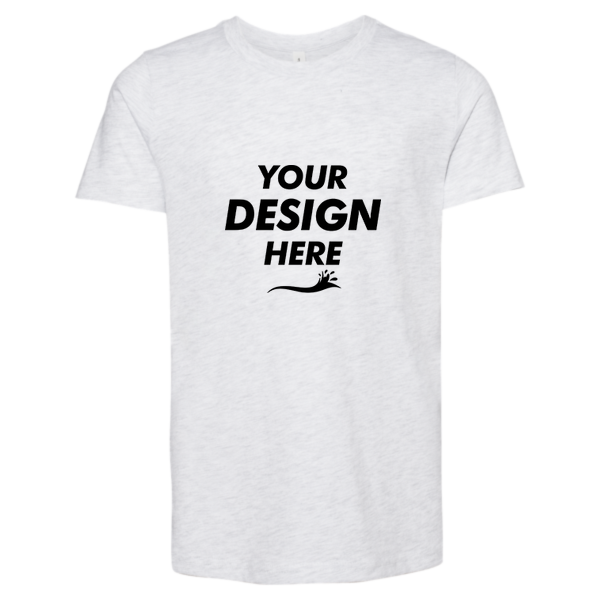 Bella + Canvas Youth Jersey Tee, Ash, Front view, Mockup
