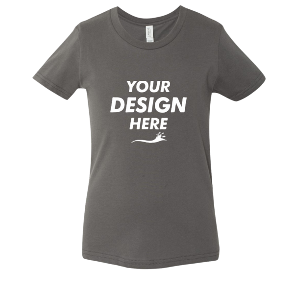 Bella + Canvas Youth Jersey Tee, Asphalt, Front view, Mockup