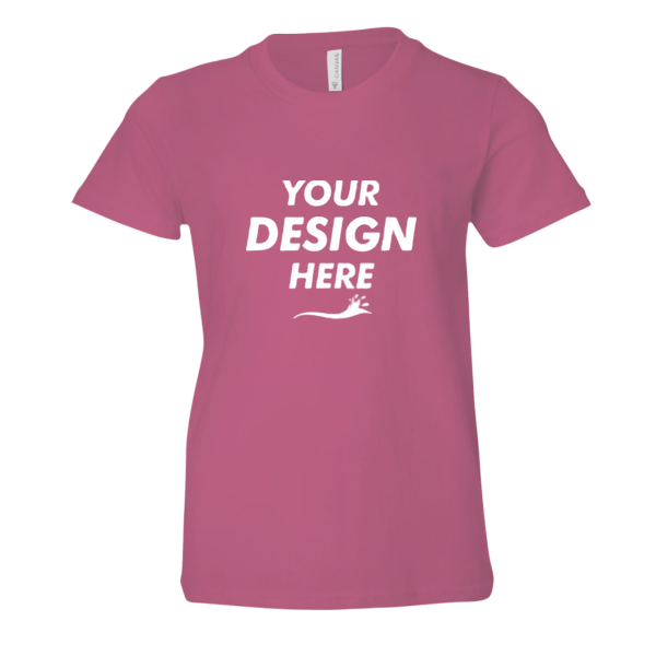 Bella + Canvas Youth Jersey Tee, Berry, Front view, Mockup