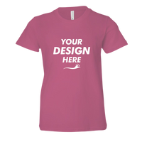 Bella + Canvas Youth Jersey Tee, Berry, Front view, Mockup