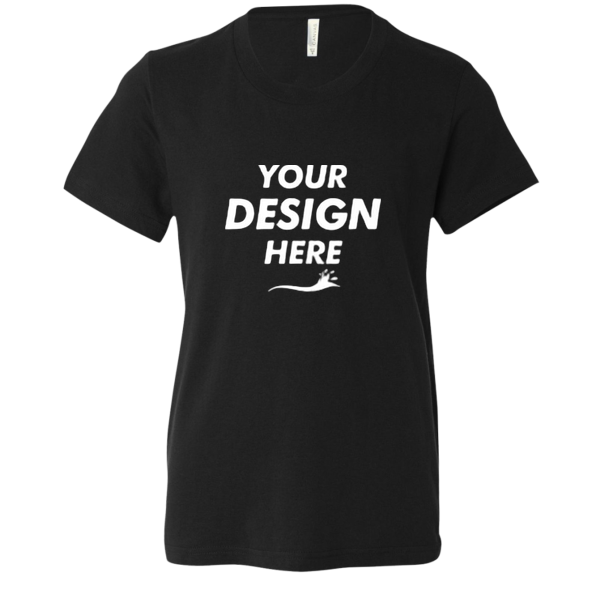 Bella + Canvas Youth Jersey Tee, Black, Front view, Mockup