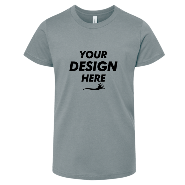 Bella + Canvas Youth Jersey Tee, Blue Storm, Front view, Mockup