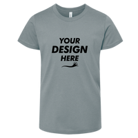 Bella + Canvas Youth Jersey Tee, Blue Storm, Front view, Mockup