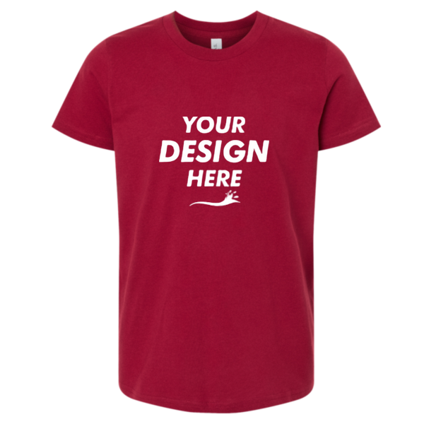 Bella + Canvas Youth Jersey Tee, Cardinal, Front view, Mockup