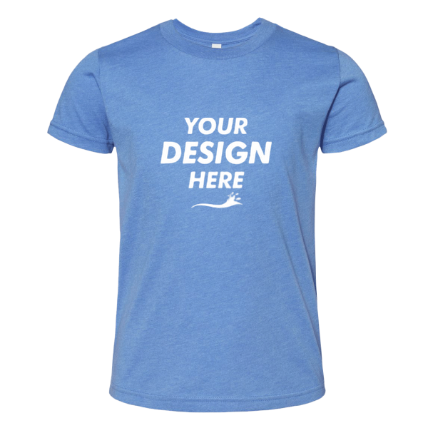 Bella + Canvas Youth Jersey Tee, Columbia Blue, Front view, Mockup