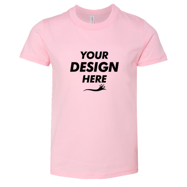 Bella + Canvas Youth Jersey Tee, Pink, Front view, Mockup