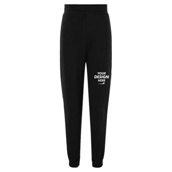 Bella + Canvas Youth Jogger Sweatpants, Black, Front view, Mockup