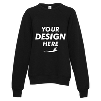 Bella + Canvas Youth Sponge Fleece Crewneck Sweatshirt, Black, Front view, Mockup