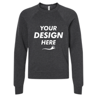 Bella + Canvas Youth Sponge Fleece Crewneck Sweatshirt, Dark Grey Heather, Front view, Mockup