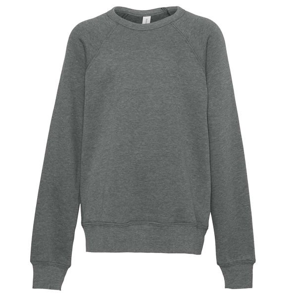 Bella + Canvas Youth Sponge Fleece Crewneck Sweatshirt, Deep Heather, Front view