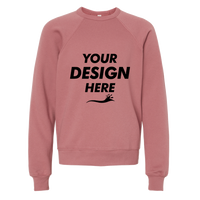 Bella + Canvas Youth Sponge Fleece Crewneck Sweatshirt, Mauve, Front view, Mockup