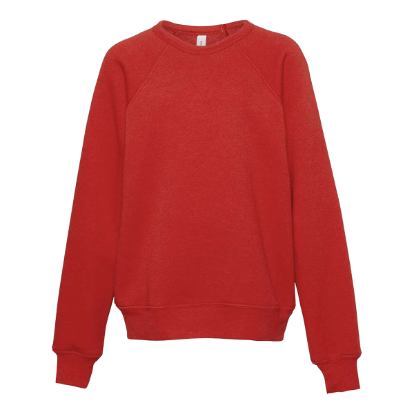Bella + Canvas Youth Sponge Fleece Crewneck Sweatshirt, Red, Front view
