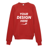 Bella + Canvas Youth Sponge Fleece Crewneck Sweatshirt, Red, Front view, Mockup