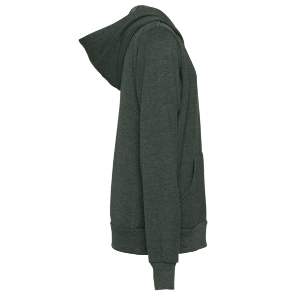 Bella + Canvas Youth Sponge Fleece Full-Zip Hoodie Sweatshirt, Heather Forest, Right Sleeve view