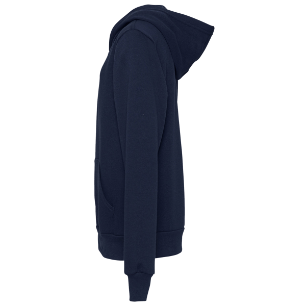 Bella + Canvas Youth Sponge Fleece Full-Zip Hoodie Sweatshirt, Navy, Left Sleeve view