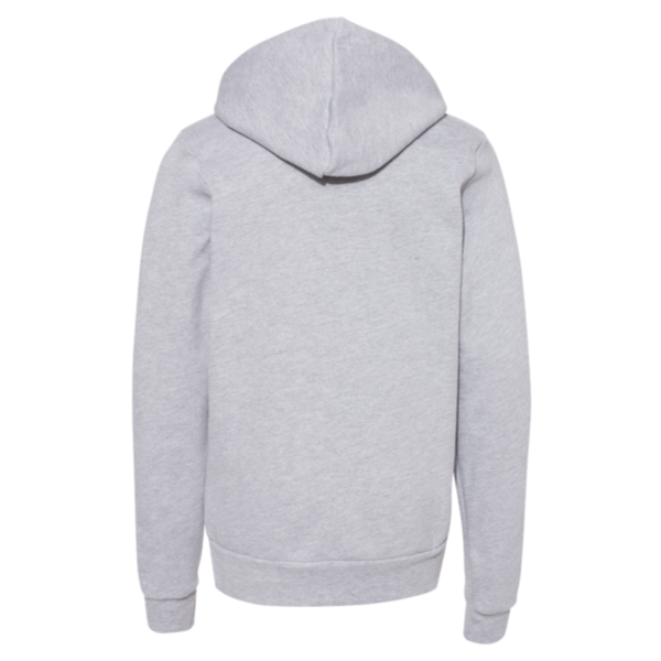 Bella + Canvas Youth Sponge Fleece Hoodie Sweatshirt, Athletic Heather, Back view