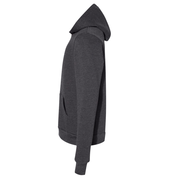 Bella + Canvas Youth Sponge Fleece Hoodie Sweatshirt, Dark Grey Heather, Left Sleeve view