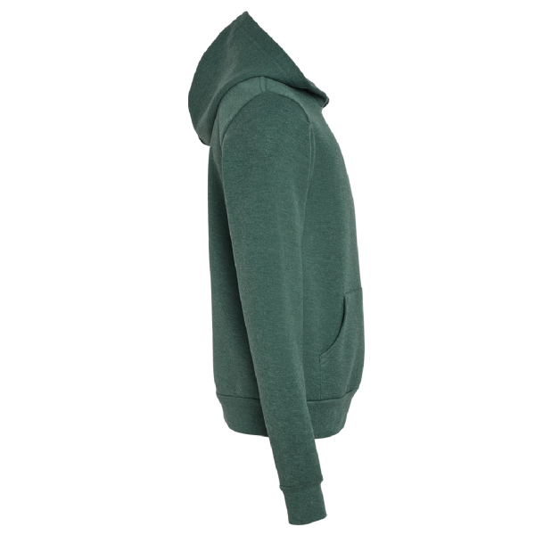 Bella + Canvas Youth Sponge Fleece Hoodie Sweatshirt, Heather Forest, Right Sleeve view