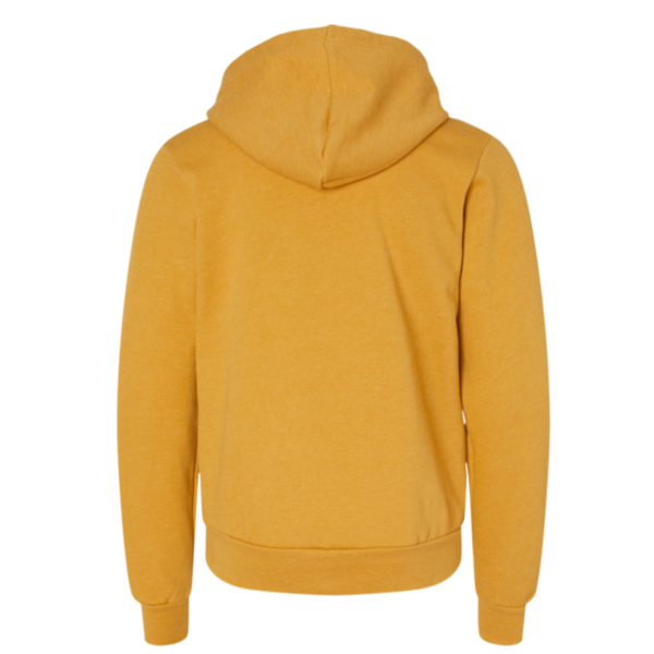 Bella + Canvas Youth Sponge Fleece Hoodie Sweatshirt, Heather Mustard, Back view