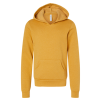 Bella + Canvas Youth Sponge Fleece Hoodie Sweatshirt, Heather Mustard, Front view