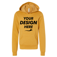 Bella + Canvas Youth Sponge Fleece Hoodie Sweatshirt, Heather Mustard, Front view, Mockup