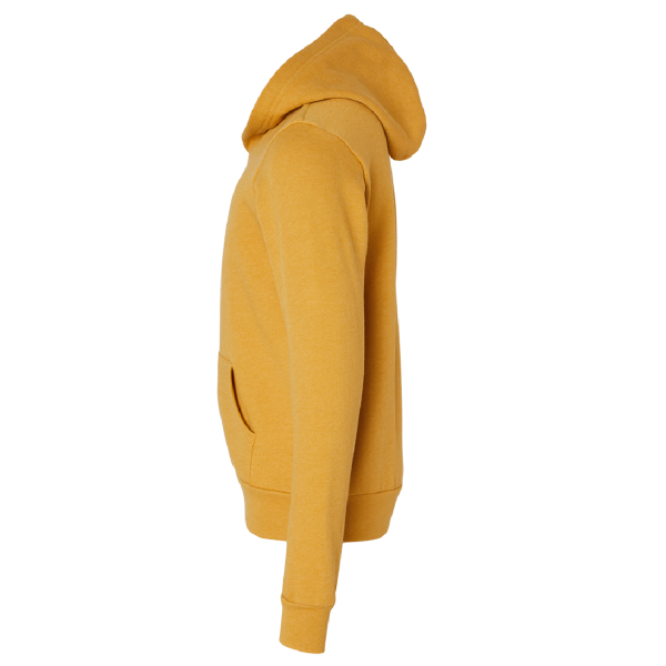 Bella + Canvas Youth Sponge Fleece Hoodie Sweatshirt, Heather Mustard, Left Sleeve view