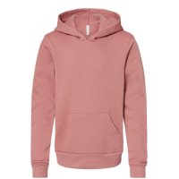 Bella + Canvas Youth Sponge Fleece Hoodie Sweatshirt, Mauve, Front view